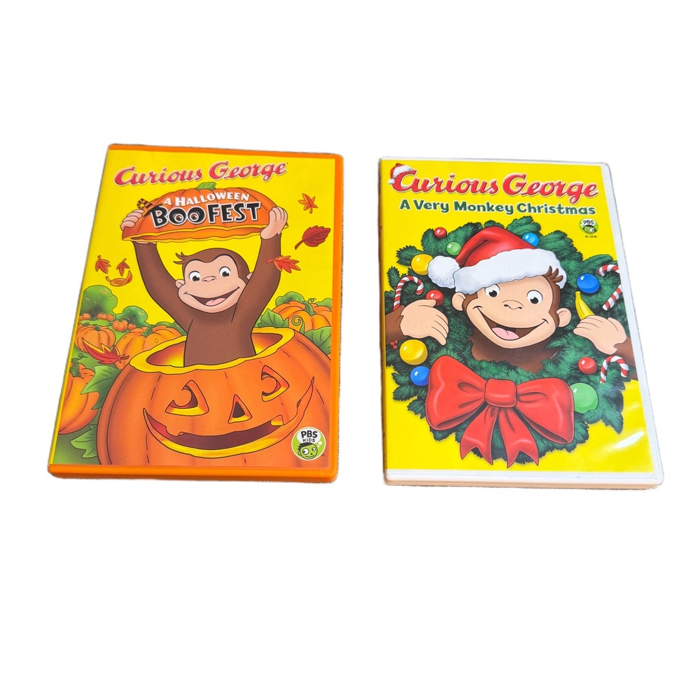 Curious George DVD Lot Halloween Boofest & A Very Monkey Christmas PBS Kids